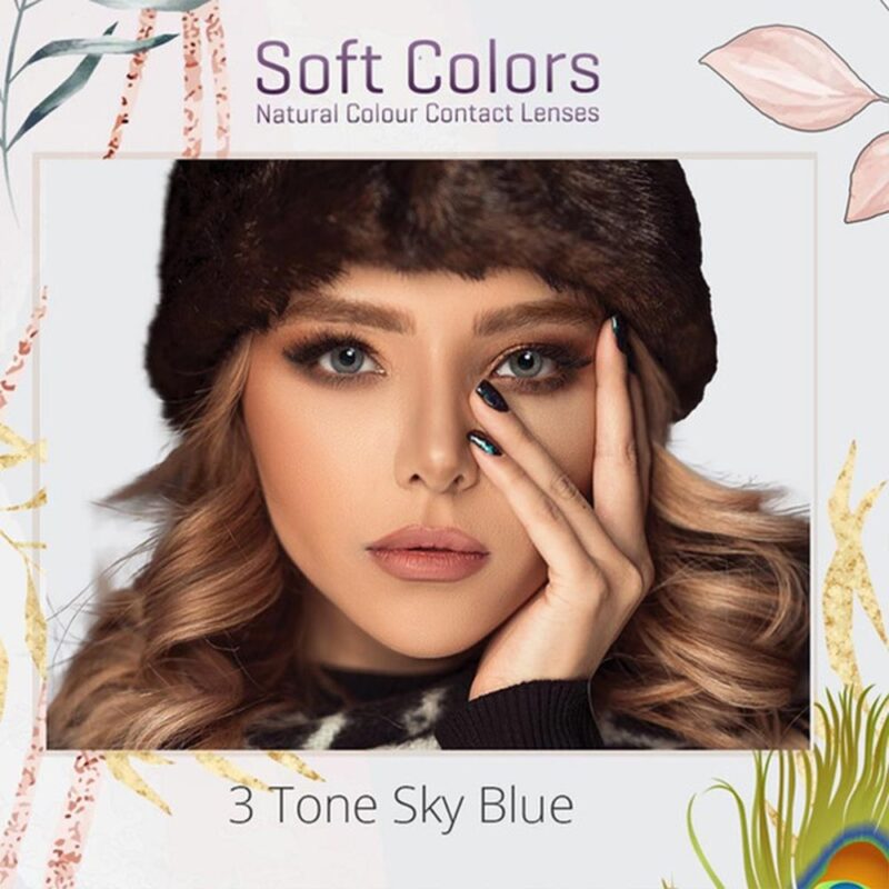 elegance soft colors 3 tone sky blue renkli lens-Lenssepeti.com.tr